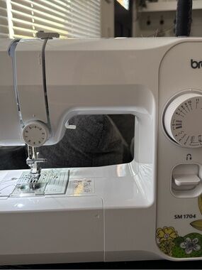 Brother White Sewing Machine with Yellow and Green Floral Detail
